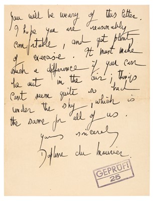 Lot 200 - Du Maurier (Daphne, 1907-1989). Autograph letter signed, 1942