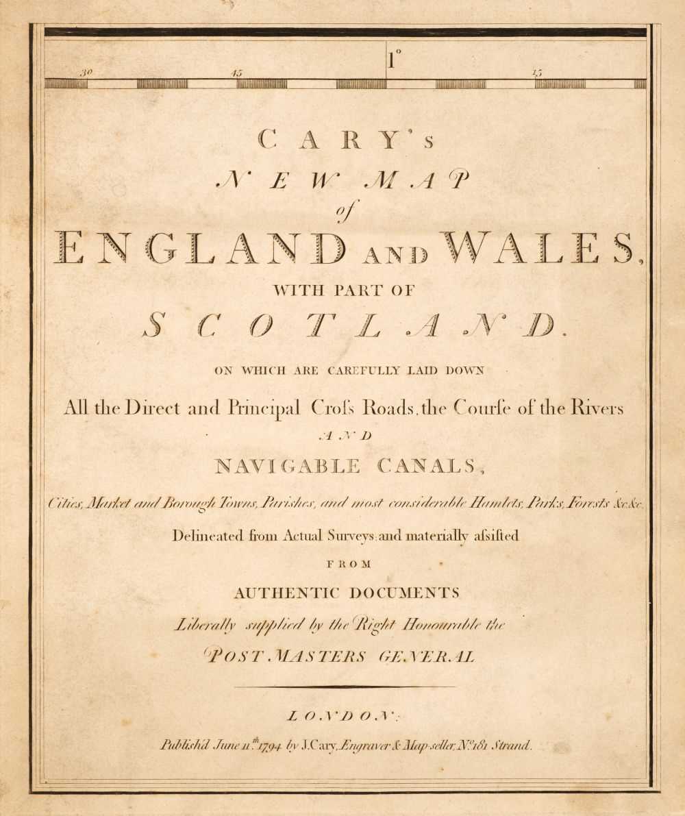 Lot 337 - Cary (John). Cary's New Map of England and Wales with part of Scotland, 1794 [1804]