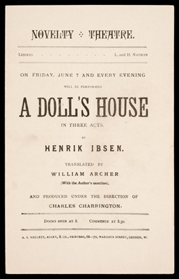 Lot 238 - Ibsen (Henrik). A Doll's House, translated by William Archer... , [1889], and others