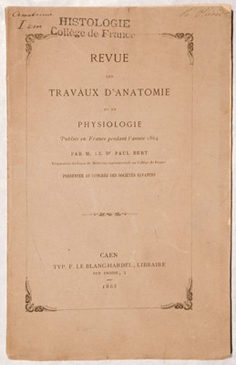 Lot 171 - Bert (Paul). Revue des travaux d'anatomie et de physiologie..., 1865