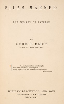 Lot 169 - Eliot (George, i.e. Mary Ann Evans). Silas Marner, 1st edition, 1861