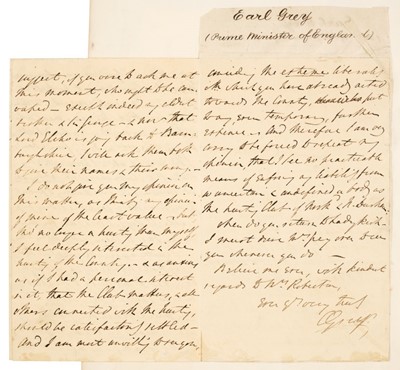 Lot 214 - Grey (Charles, 2nd Earl Grey, 1764-1845). Autograph letter signed, 1818