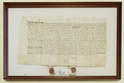 Lot 235 - Yorkshire Deed – Knyvett Family. Conveyance for £133 6s 8d, 24 April 1544