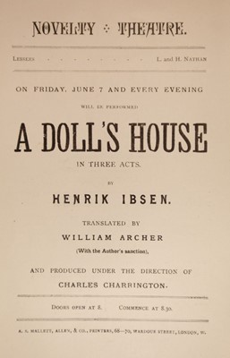 Lot 275 - Ibsen (Henrik). A Doll's House, Translated by William Archer...