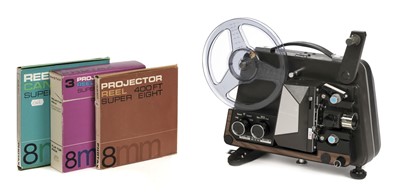 Lot 235 - Photographic equipment, inc. 8mm cine film cameras, projector & footage plus 35mm slide equipment