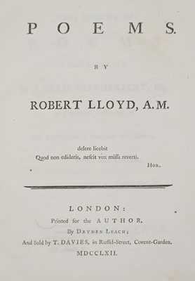 Lot 93 - Lloyd (Robert). Poems, London: Printed for the Author, 1762