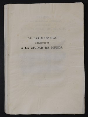 Lot 220 - Lopez Bustamante (Guillermo). Examen de las medallas ... de Munda en la Betica, 1799