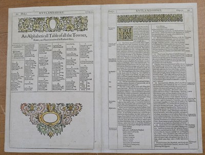 Lot 524 - Rutland. Speed (John), Rutlandshire with Oukham and Stanford ..., 1611