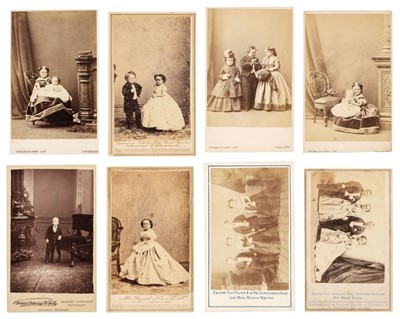 Lot 214 - A group of 8 cartes de visite of general Tom Thumb and his family, 1860