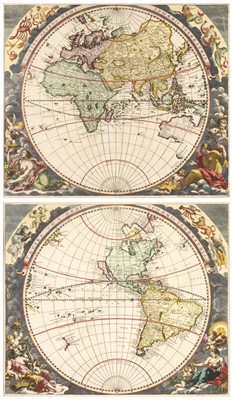 Lot 548 - World. Zahn (J.), Two hemispheres, printed on separate sheets, circa 1696