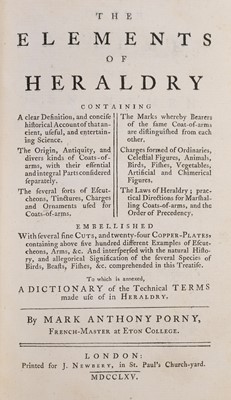 Lot 102 - Porny (Mark). The Elements of Heraldry, 1765