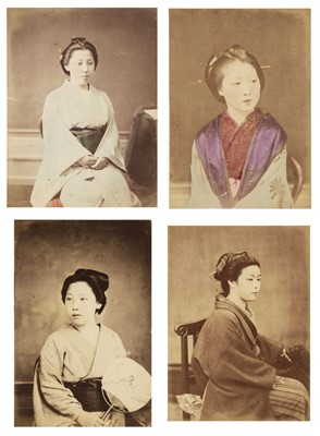 Lot 164 - Japan. A group of 14 albumen prints of Japanese people and scenery, circa 1870