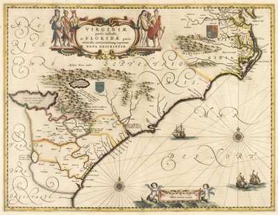 Lot 511 - North America. Jansson (Jan), Virginiae partis Australis et Floridae partis Orientalis, circa 1641