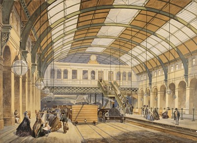 Lot 572 - Railways. Kell Brother (publishers), Interior of a Railway Station, circa 1840