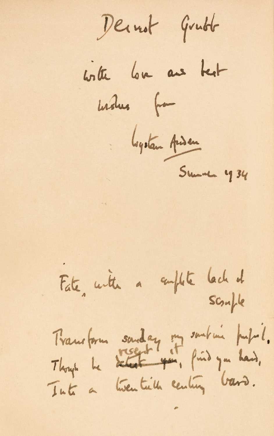 Lot 514 - Auden (Wystan Hugh, 1907-1973). Recent Poetry 1923-1933, inscribed by Auden