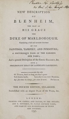 Lot 344 - Mavor (William). New Description of Blenheim, the seat of His Grace the Duke of Marlborough, 1797