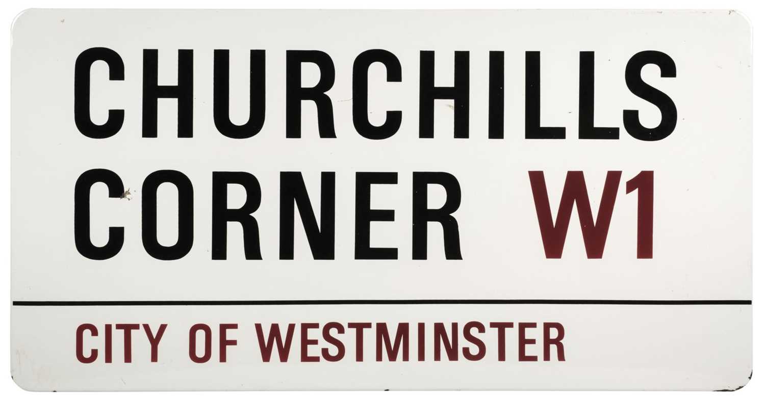 Lot 385 - Road Sign. Churchills Corner W1, Westminster, London