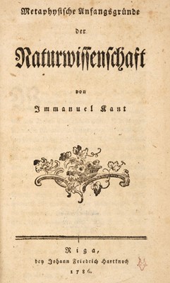 Lot 369 - Kant (Immanuel). Metaphysische Anfangsgrunde der Naturwissenschaft