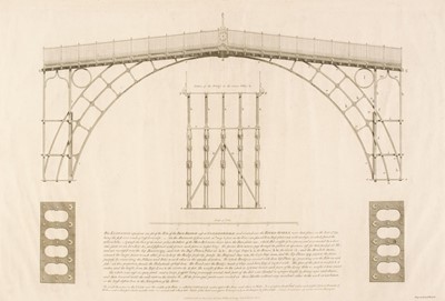 Lot 587 - Bridges. Record (J.), This Elevation...., of the Iron Bridge at Coalbrookdale..., 1782