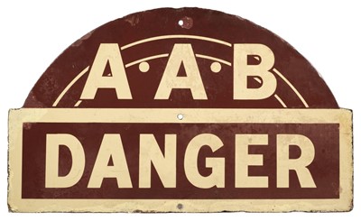 Lot 566 - Enamel Sign. A.A.B. Danger Circa 1940s