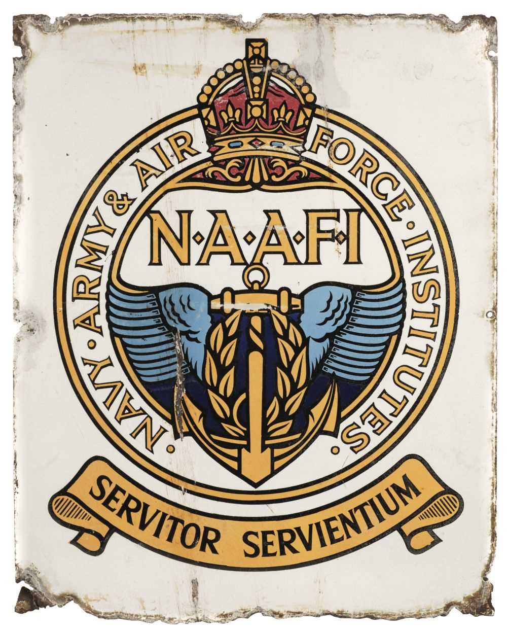 Lot 365 - Enamel Sign. WWII Period, NAAFI