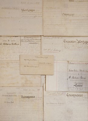 Lot 299 - Vellum Deeds. A group of 30 mostly 19th-century vellum property deeds