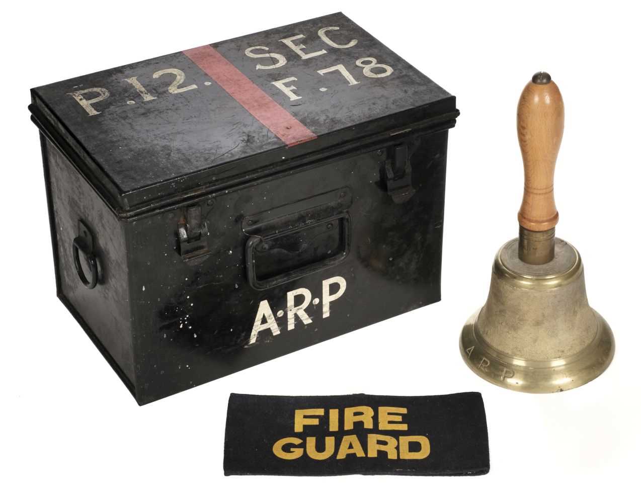 Lot 619 - WWII ARP Bell and related items