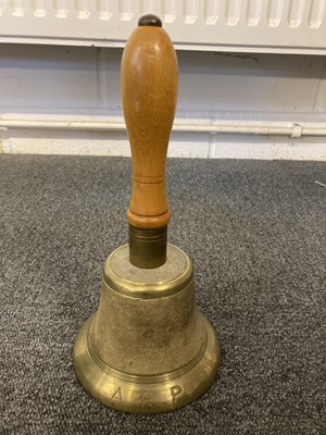 Lot 619 - WWII ARP Bell and related items