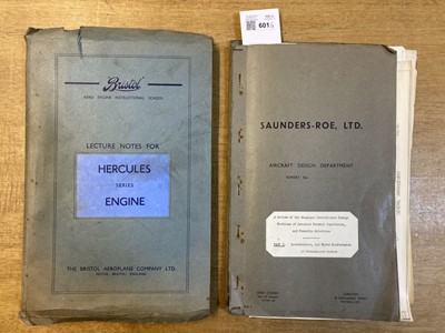 Lot 601 - Saunders-Roe Limited. Two folders of research notes