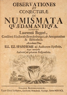 Lot 150 - Beger (Lorenz).  Observationes et conjecturae in numismata quaedam antiqua, 1691