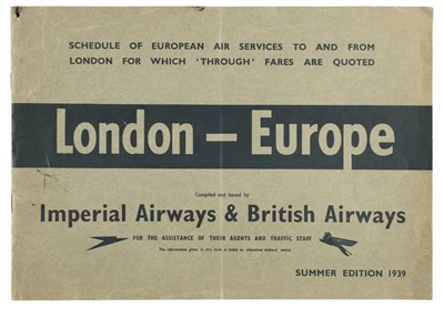 Lot 581 - Imperial Airways. Timetable, 1939