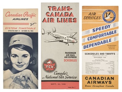 Lot 552 - Civil Aviation. Canadian Timetables 1931-1965