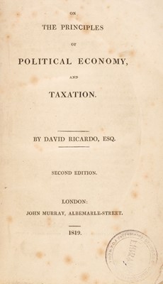 Lot 109 - Ricardo (David). On the Principles of Political Economy and Taxation, 2nd edition, 1819