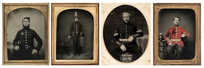 Lot 180 - Military Ambrotypes. A group of 4 quarter-plate ambrotypes