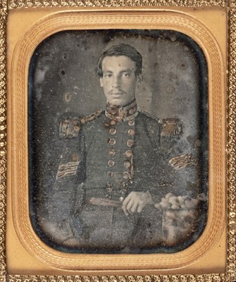 Lot 182 - Military Daguerreotypes. A group of two one-sixth plate daguerreotypes, early 1850s