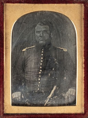 Lot 182 - Military Daguerreotypes. A group of two one-sixth plate daguerreotypes, early 1850s