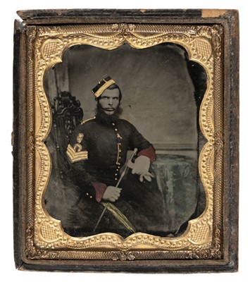 Lot 181 - Military Ambrotypes. A group of five one-sixth plate ambrotypes, circa 1860