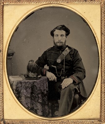 Lot 181 - Military Ambrotypes. A group of five one-sixth plate ambrotypes, circa 1860