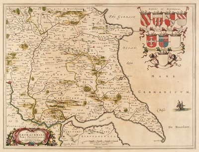 Lot 203 - Yorkshire. Blaeu (J.), Ducatus Eboracensis pars Orientalis, The East Riding..., circa 1645