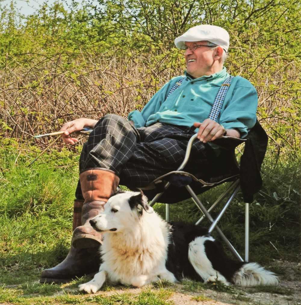 Lot 325 - Hockney (David, 1937-). Portrait with his dog, circa 2010