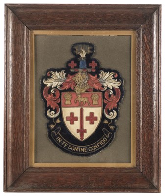 Lot 236 - Woolwork Panel - Bedford Regt.  A woolwork panel for the Bedford XVI Regiment, 1890