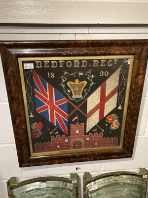 Lot 236 - Woolwork Panel - Bedford Regt.  A woolwork panel for the Bedford XVI Regiment, 1890