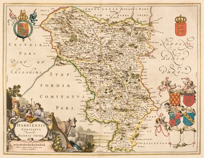 Lot 272 - Derbyshire. Blaeu (Johannes), Darbiensis Comitatus vernacule Darbie Shire, Amsterdam, 1646