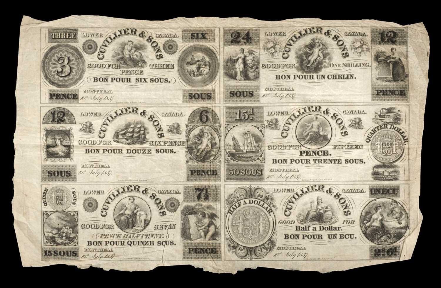 Lot 43 - Banknotes. Lower Canada Bank, Gulliver & Sons 1837