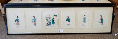 Lot 377 - Chinese Pith Paintings. 24 watercolour pith paintings of figures in traditional costume, c.1860