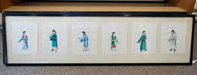 Lot 377 - Chinese Pith Paintings. 24 watercolour pith paintings of figures in traditional costume, c.1860