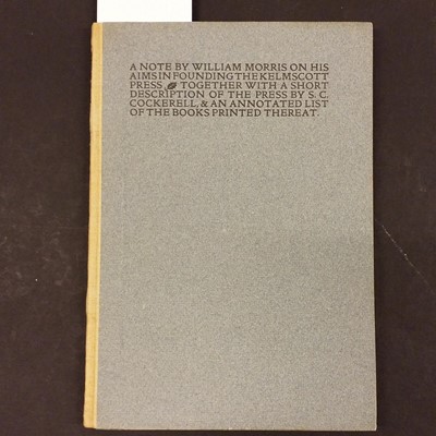 Lot 642 - Kelmscott Press. Notes by William Morris, 1898