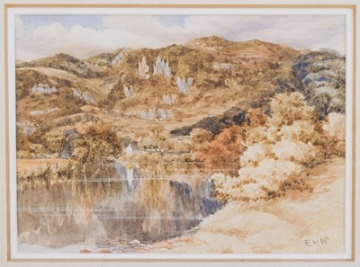 Lot 367 - English School. Shipwreck on the coast, with figures on the beach below cliffs, mid 19th century