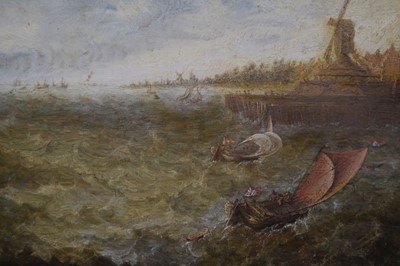 Lot 3 - Dutch School, 17th Century School, Dutch galleons on choppy seas