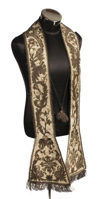 Lot 235 - Ecclesiastical goldwork. An embroidered priest's stole, European, late 16th/early 17th century